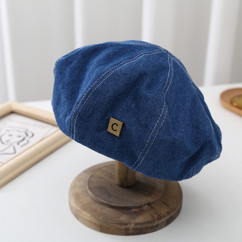 Fashion Little Belle Hat Style Painter Hat Retro Denim Beret Girls