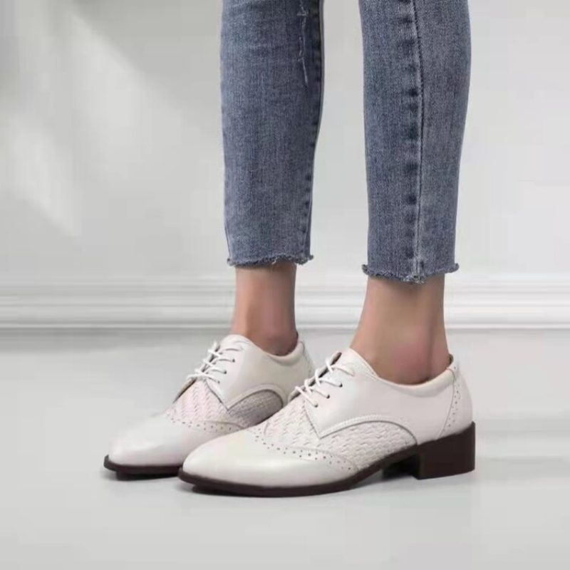 2024 Nowe Płaskie Buty Oxford Damskie I Męskie Brogue Rzeźbione Sukienka Sznurowane