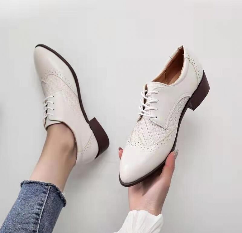 2024 Nowe Płaskie Buty Oxford Damskie I Męskie Brogue Rzeźbione Sukienka Sznurowane