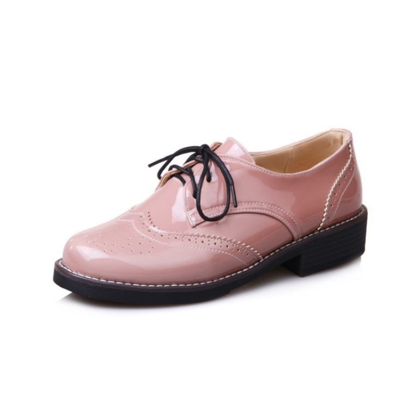 Buty Wizytowe Damskie Pu Duże Rozmiary Brogue Płaskie 40-42 Jardów