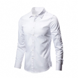 Biała Koszula Męska Z Długim Rękawem Business Formal Slim White Casual