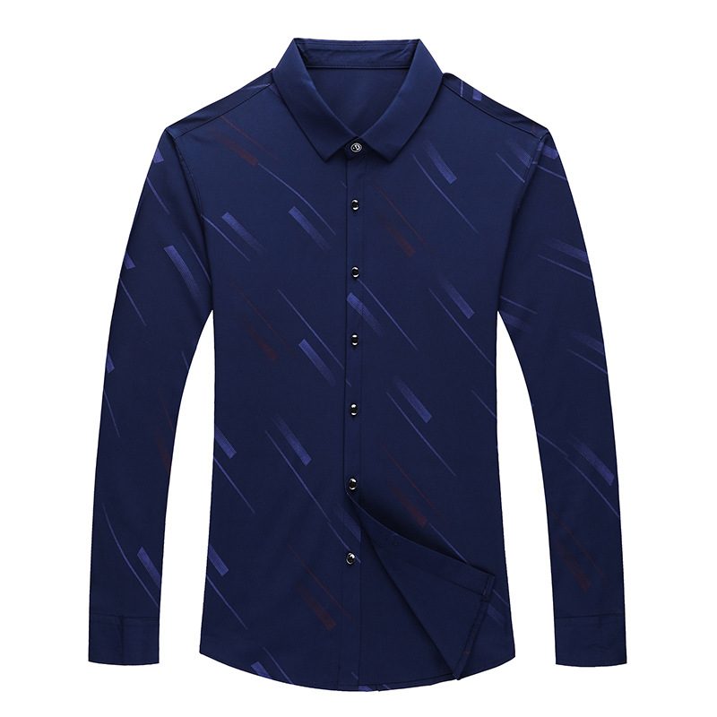 Koszule Męskie New Fashion Casual Slim Fit Przystojny Długi Rękaw