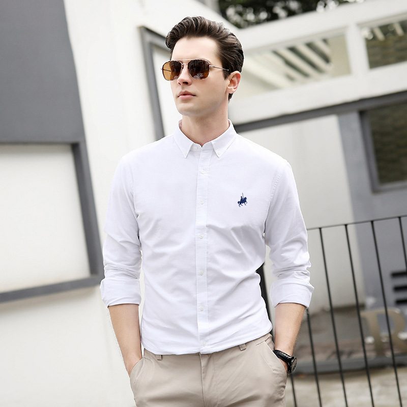 Męska Koszula Z Długim Rękawem Business Casual Odzież Robocza Slim Fit