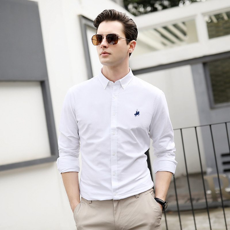 Męska Koszula Z Długim Rękawem Business Casual Odzież Robocza Slim Fit