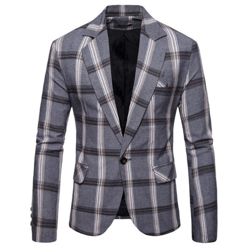 2024 Jesienne Nowe Męskie Marynarki Plaid Casual Blazers