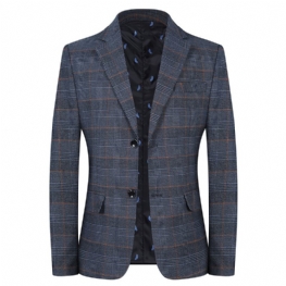 Męska Kurtka Plaid Casual Blazers Z Klapami Na Dwa Guziki Dwa Pojedyncze