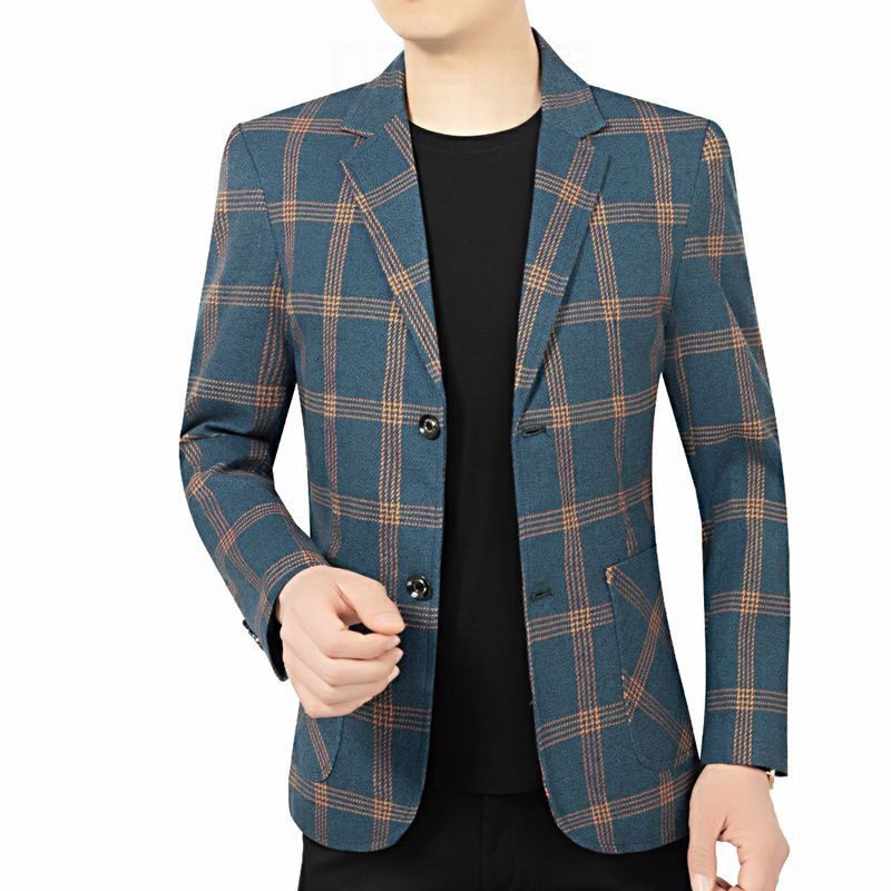 Męska Kurtka W Kratę Casual Blazers Wiosna I Jesień Slim Fit