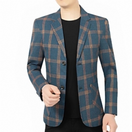 Męska Kurtka W Kratę Casual Blazers Wiosna I Jesień Slim Fit