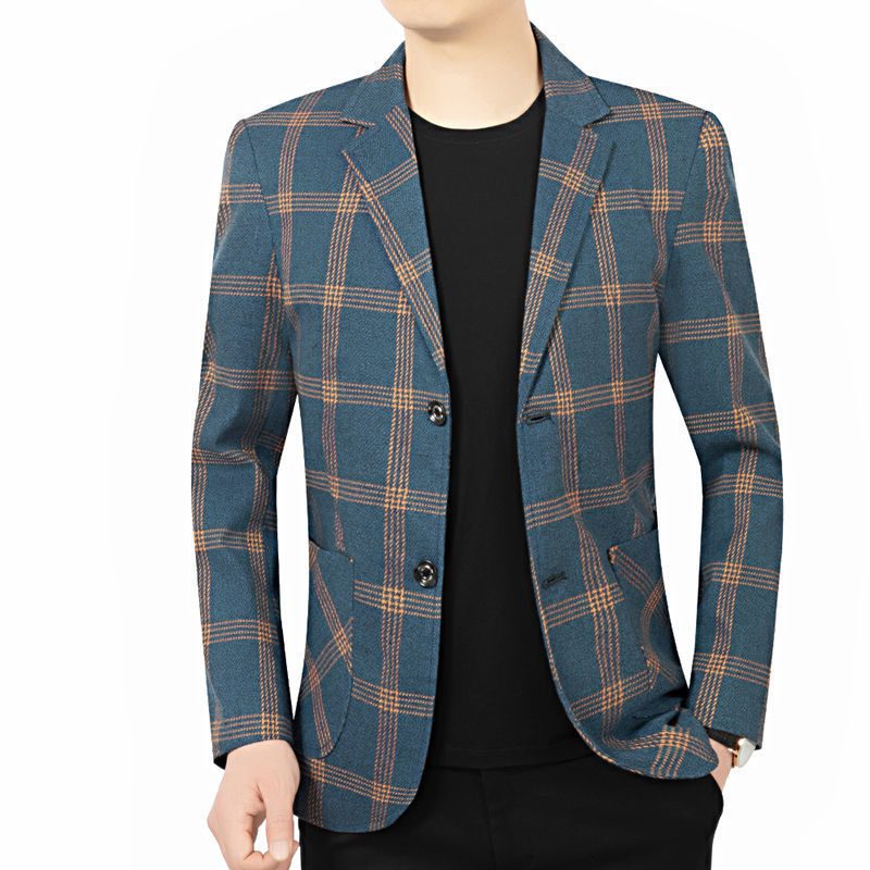 Męska Kurtka W Kratę Casual Blazers Wiosna I Jesień Slim Fit