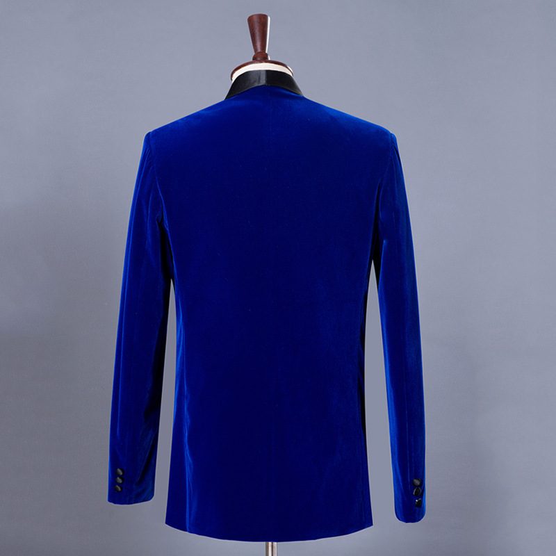 Męskie Blezery Casual Dress Bordowy Aksamitny Royal Blue