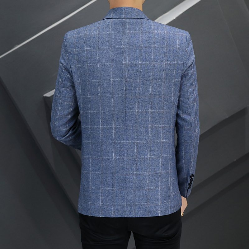 Plaid Men Trendy Slim Casual Blazers Jeden Rząd Zapinany Na Guzik