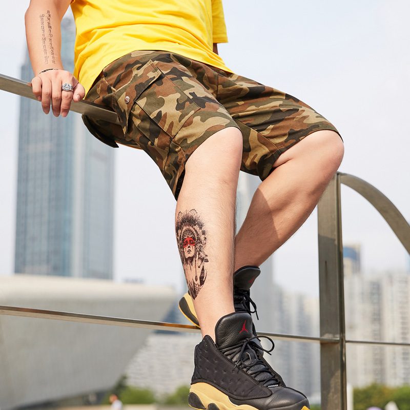 Summer Thin Men's Casual Loose Five Points Camouflage Multi-pocket Tooling