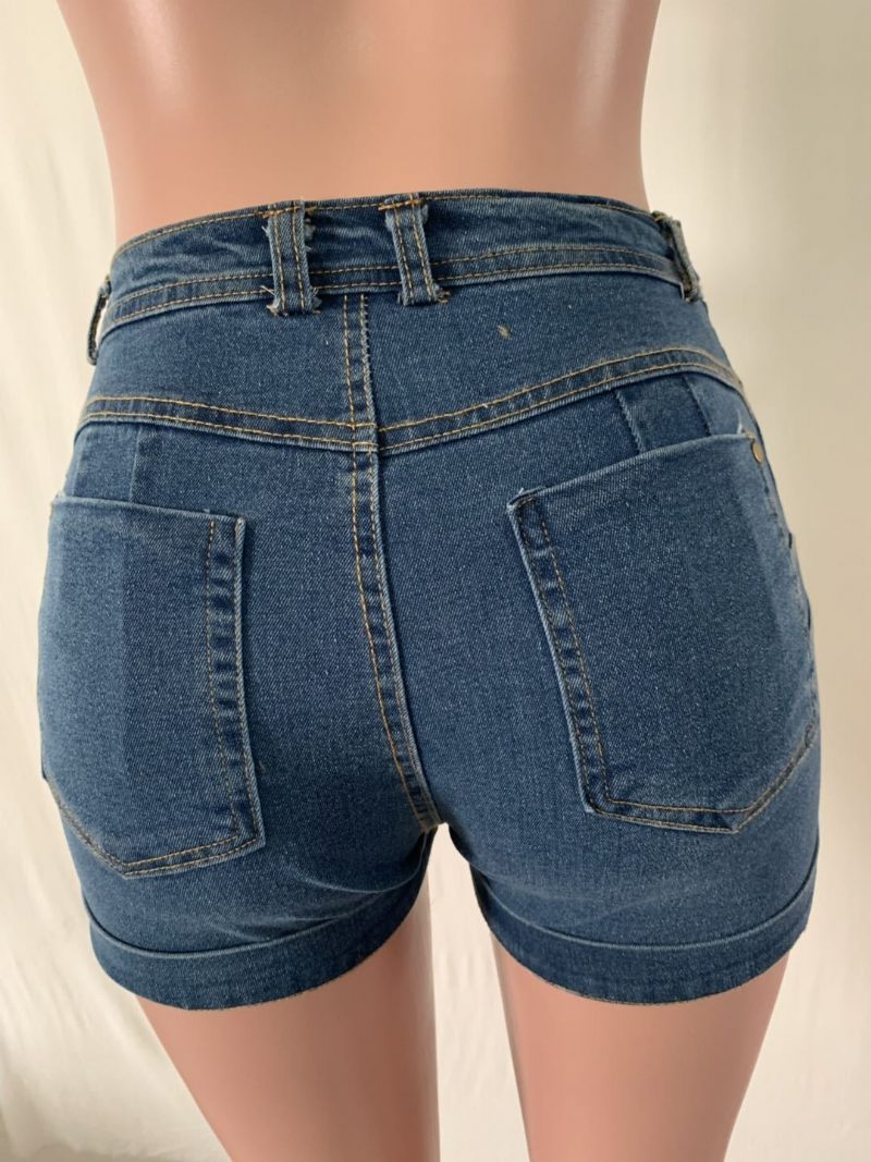 Damskie Jeansowe Szorty Z Paskiem Micro Elastic