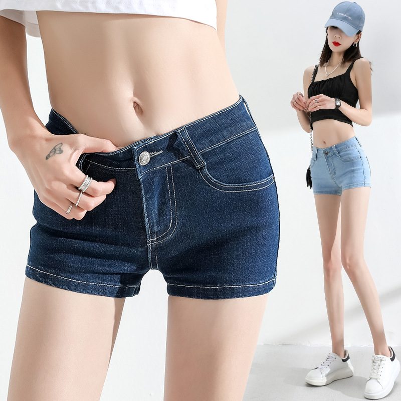 Damskie Jeansy Z Niskim Stanem Rozciągliwe Lekkie Spodenki Slim Fit Hot Pants