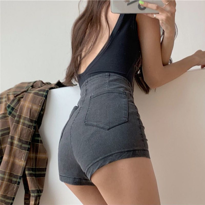 Skinny High Elastic Wrap Hip Ladies Denim Spodenki Z Wysokim Stanem Pokaż Nogi