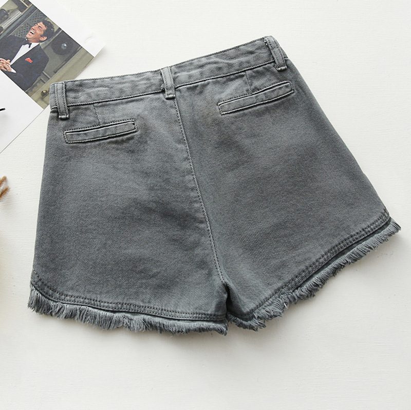 Szorty Jeansowe Slim Fit W Cukierkowym Kolorze Damskie Surowe Krawędzie Z Frędzlami Hot Pants