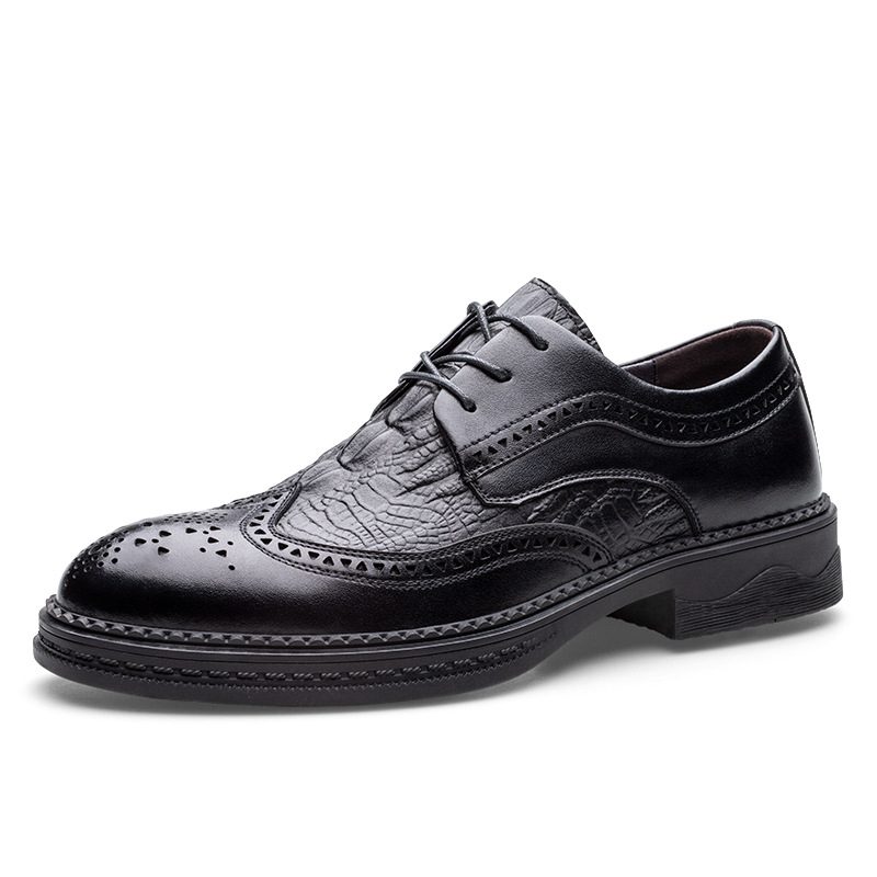 Buty Wizytowe Męskie Typu Brogue Casual Trend Biznesowy Formalny Strój Rzeźbiony Garnitur Młodzieżowy Ślubne Plus Aksamitne