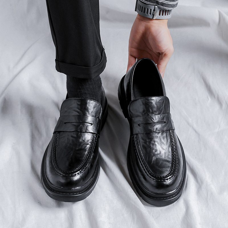 Doudou Buty Męskie Business Casual Jesień Ślub Pan Młody Formalna Odzież Formalne Prawdziwej Skóry Płaskie Wsuwane