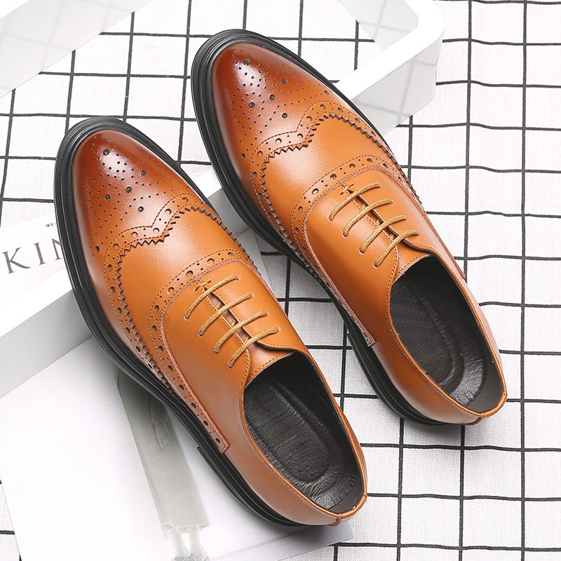 Jesień Brogue Buty Sukienka Męskie Casual Business Dress Groomsmen Czarne Ślubne Pana Młodego