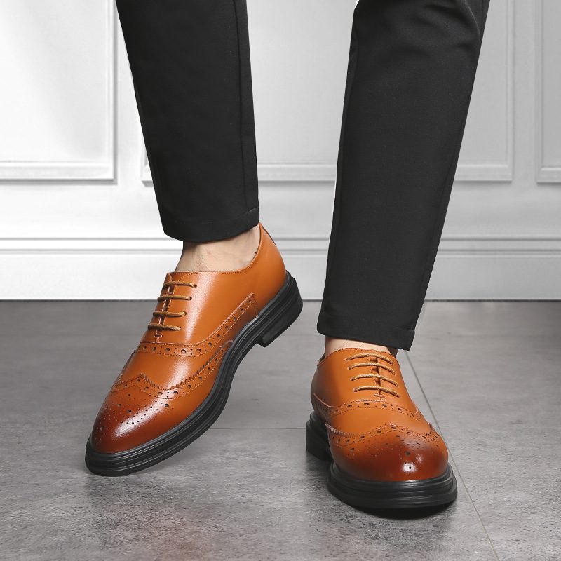 Jesień Brogue Buty Sukienka Męskie Casual Business Dress Groomsmen Czarne Ślubne Pana Młodego