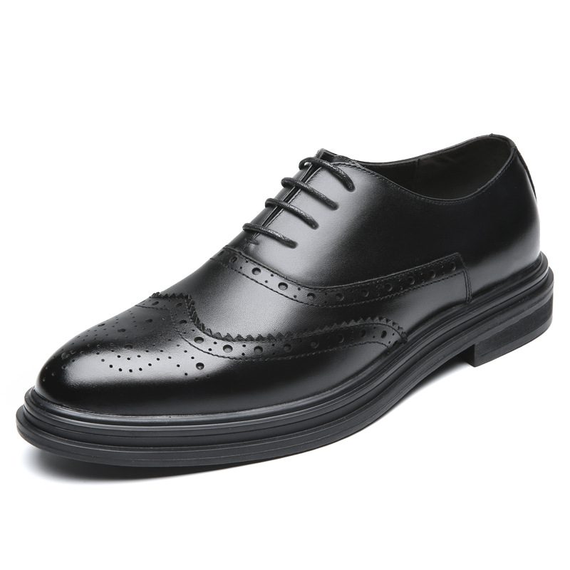 Jesień Brogue Buty Sukienka Męskie Casual Business Dress Groomsmen Czarne Ślubne Pana Młodego