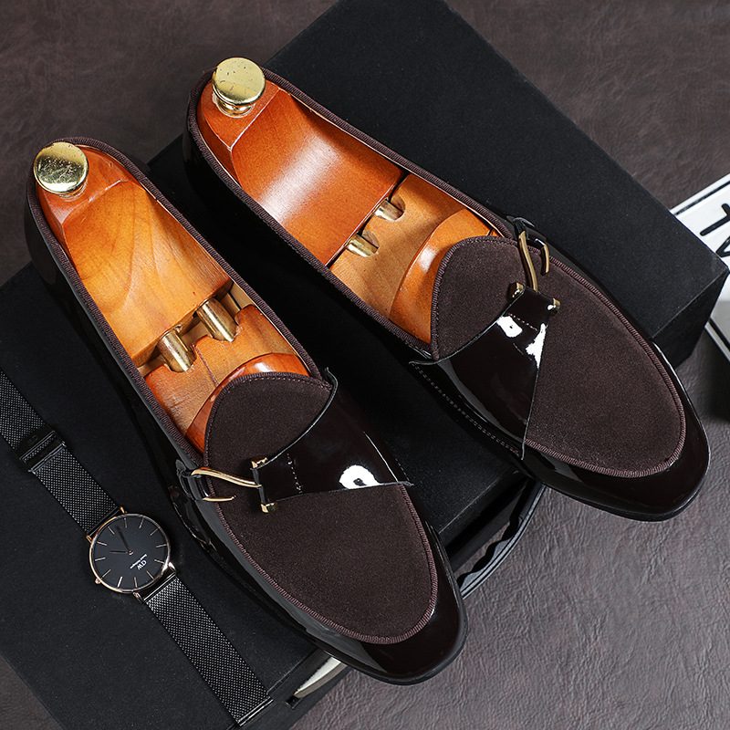 Pointed Toe Casual Dress Shoes Klamra Osobowość Buty Men