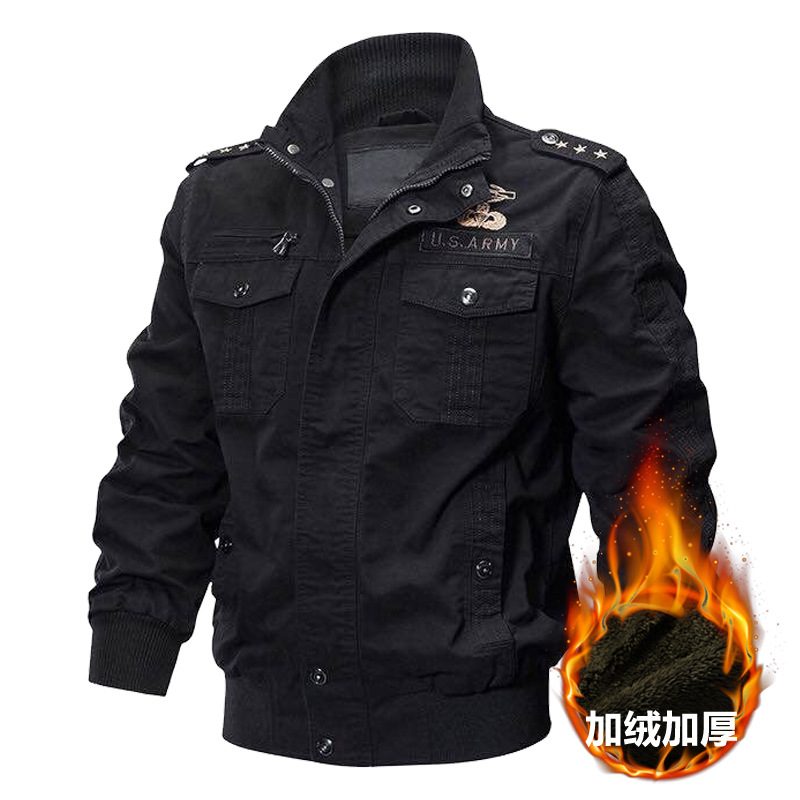 Kurtki Męskie Outer Tactical Denim Slim Fit Zipper Solid Color