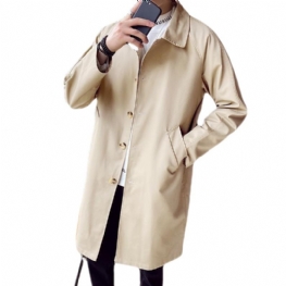 Luźny Długi Płaszcz Męski Trend Cienki Przekrój Casual Lapel Light Color Long Windbreaker