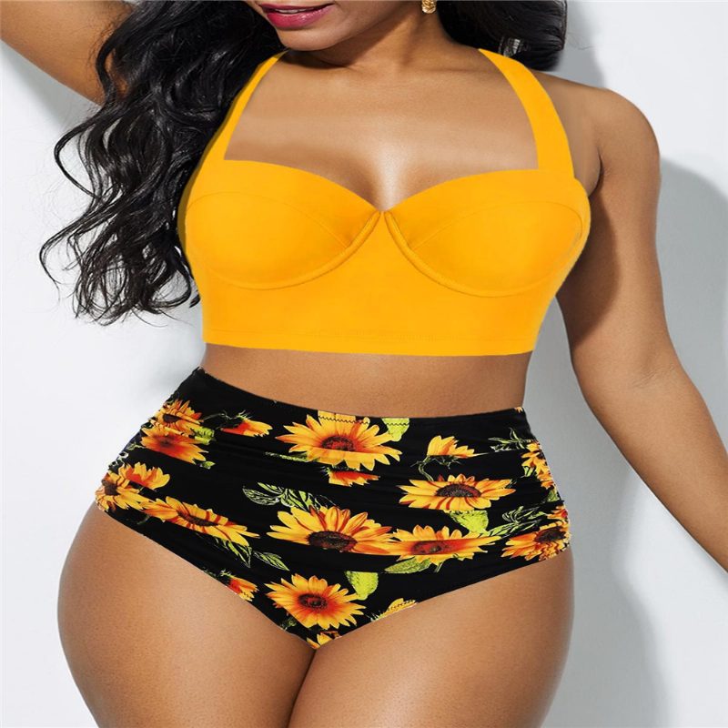 Nowy Kostium Kąpielowy Damski Z Seksownym Nadrukiem Plus Size Bikini Z Rozcięciem