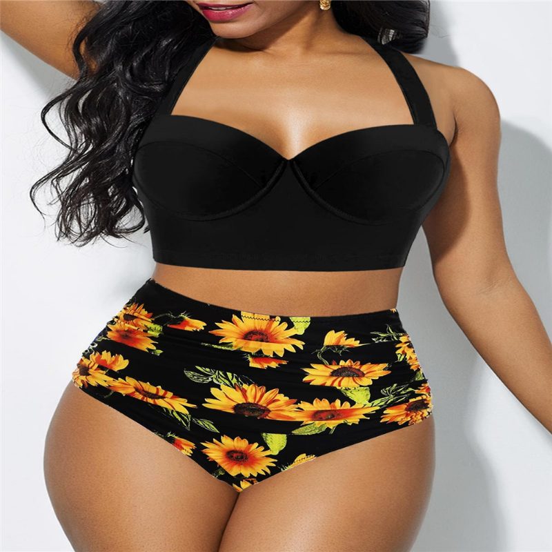 Nowy Kostium Kąpielowy Damski Z Seksownym Nadrukiem Plus Size Bikini Z Rozcięciem