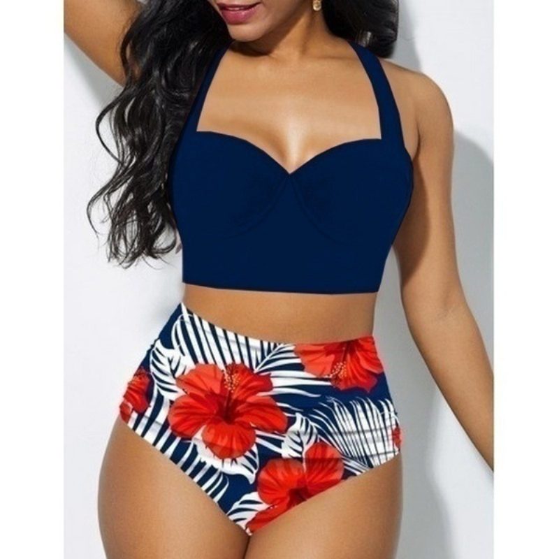 Nowy Kostium Kąpielowy Damski Z Seksownym Nadrukiem Plus Size Bikini Z Rozcięciem