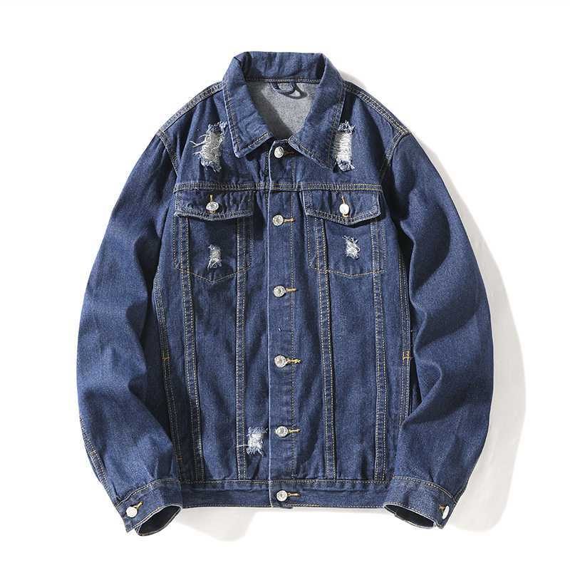 2024 Ripped Denim Jacket Men Light Color Trend Odzież Wierzchnia