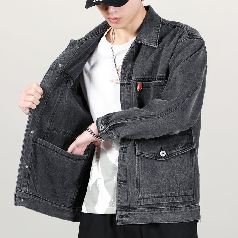 Denim Jacket Men Trend Casual Lapel Workwear