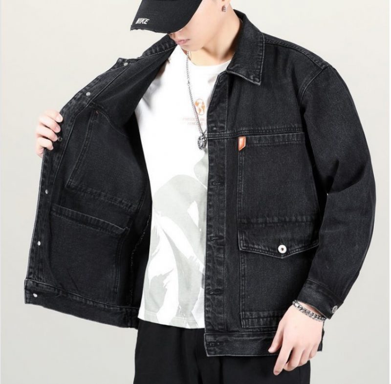 Denim Jacket Men Trend Casual Lapel Workwear