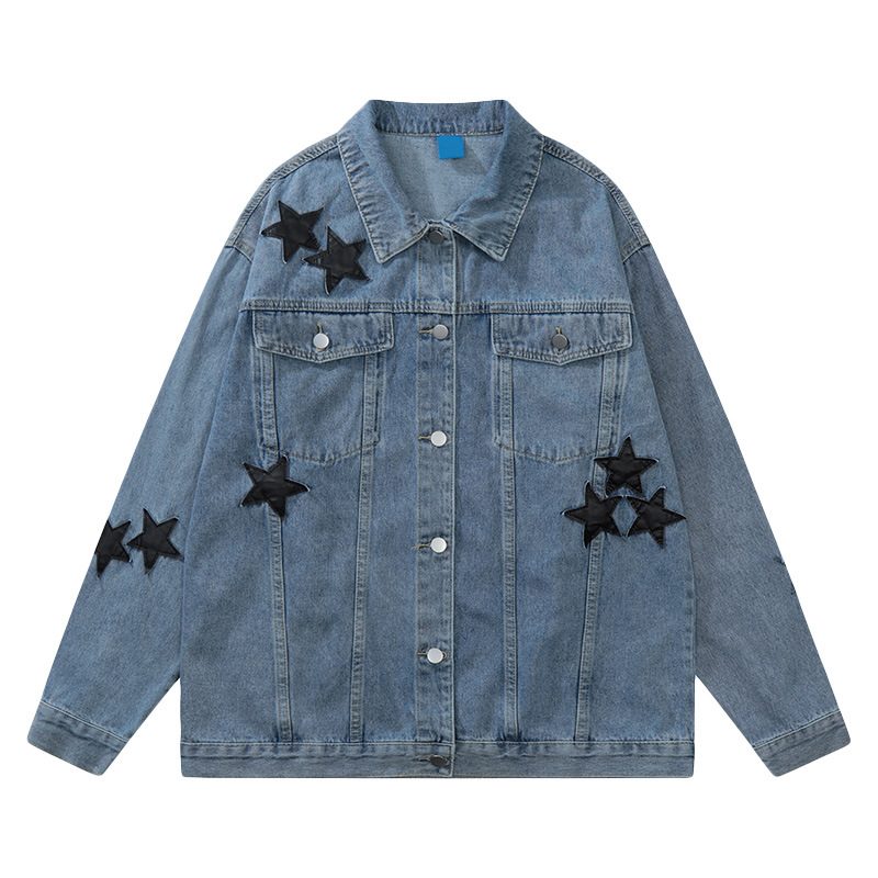 Męska Kurtka Dżinsowa 2024 Star Patch Trim Jacket