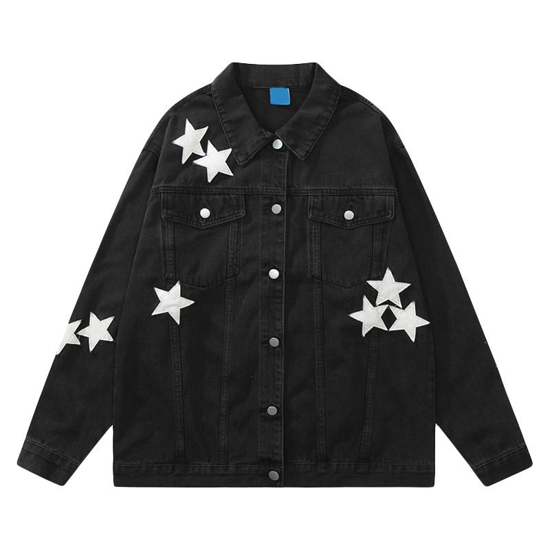 Męska Kurtka Dżinsowa 2024 Star Patch Trim Jacket