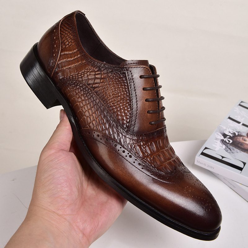 2024 Brogue Buty Oxford Męskie Stare Sukienka W Stylu Retro Krokodyl Wzór Duże Rozmiary