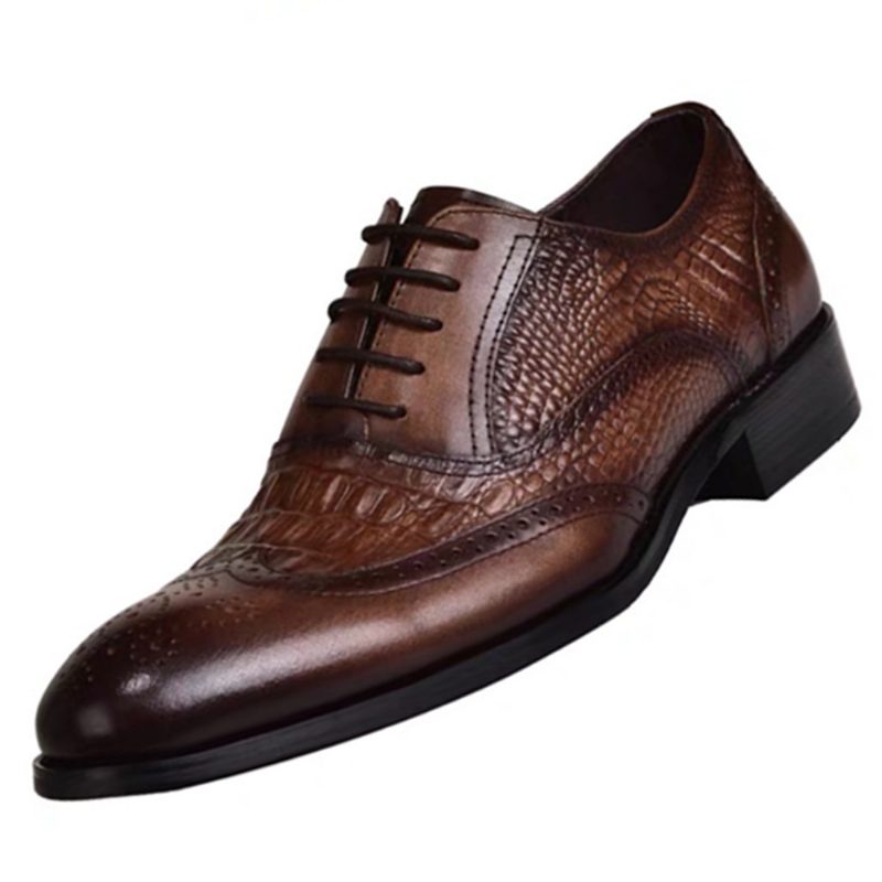 2024 Brogue Buty Oxford Męskie Stare Sukienka W Stylu Retro Krokodyl Wzór Duże Rozmiary