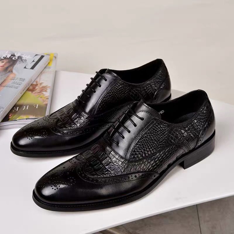 2024 Brogue Buty Oxford Męskie Stare Sukienka W Stylu Retro Krokodyl Wzór Duże Rozmiary