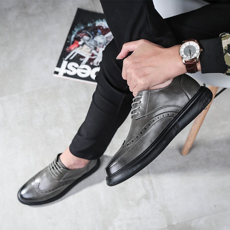 Brogue Shoes Rzeźbione Męskie Buty Retro Formalne Dress Fashion Oddychające Obuwie Na Co Dzień