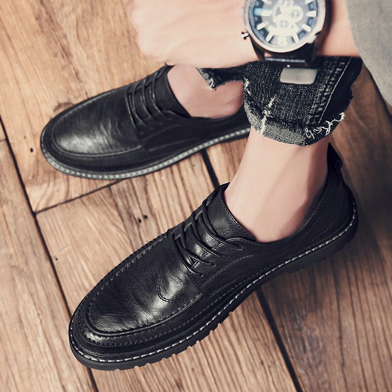 Business Casual Formalne Buty Wyjściowe Męskie Podwyższające Młodzieżowe Brogue Okrągłe Toe