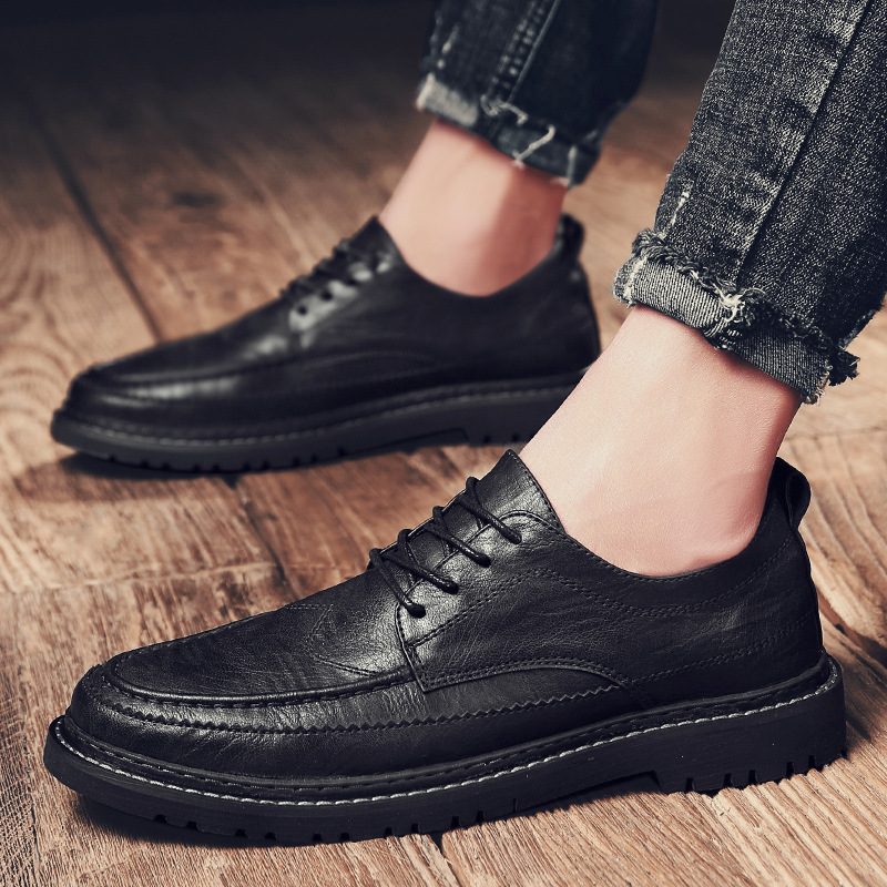 Business Casual Formalne Buty Wyjściowe Męskie Podwyższające Młodzieżowe Brogue Okrągłe Toe