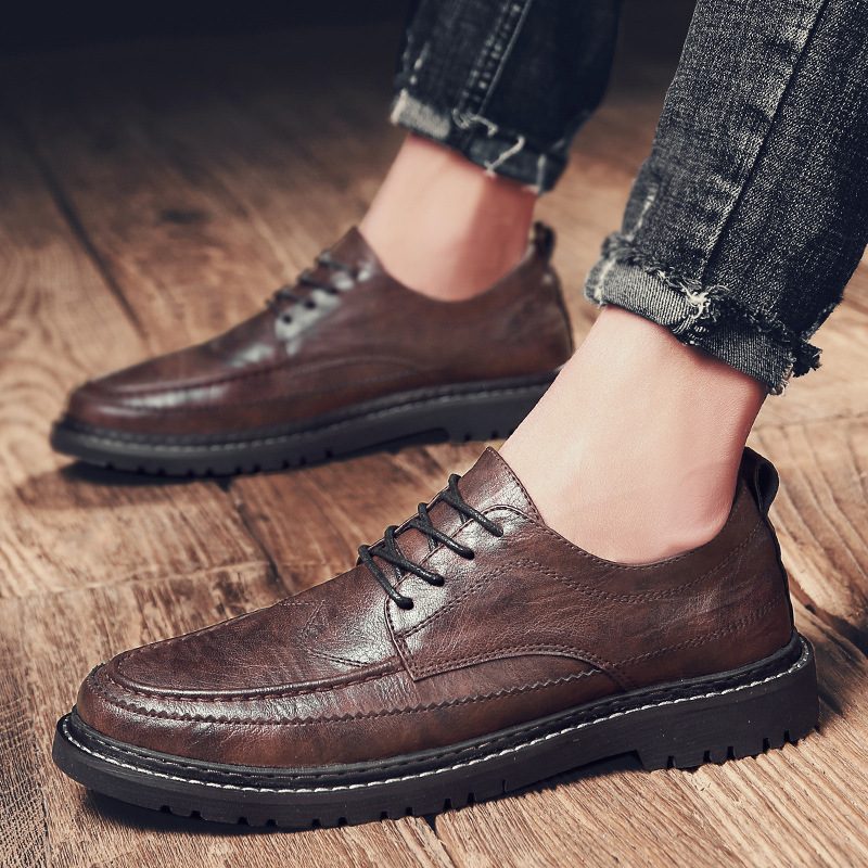 Business Casual Formalne Buty Wyjściowe Męskie Podwyższające Młodzieżowe Brogue Okrągłe Toe