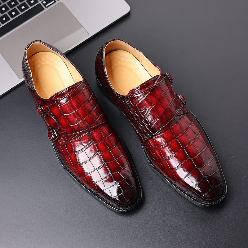 Buty Wizytowe Męskie Akcentowe Casual Trend Business Formalne Grawerowane Sukienka Duże Rozmiary Retro