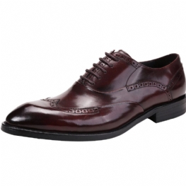 Buty Wizytowe Męskie Skórzane Rzeźbione Brogue Biznesowe Formalne Sukienka Pointy Toe Oxford