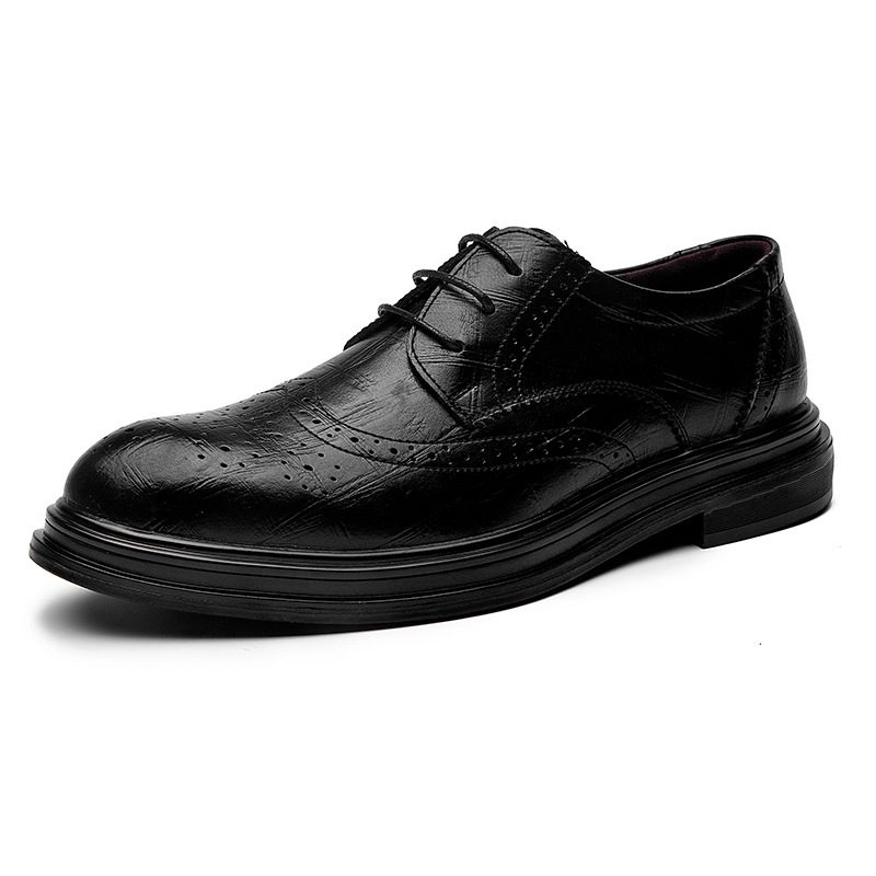 Męska Sukienka Buty Nowa Wiosenna Młodzieżowa Czarna Business Casual Trend Brogue Rzeźbione