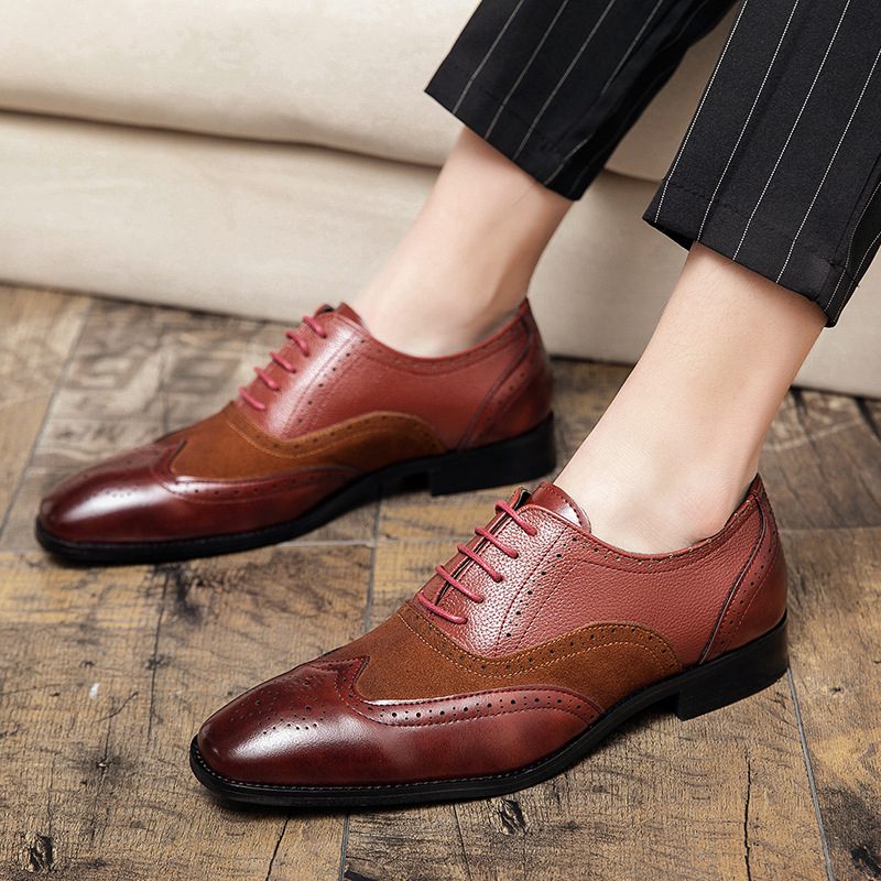 Męska Sukienka Wizytowa W Dużych Rozmiarach Pointy Toe Buty Retro Kariera Biznesowa Oxford Moda Łączenie Mężczyźni