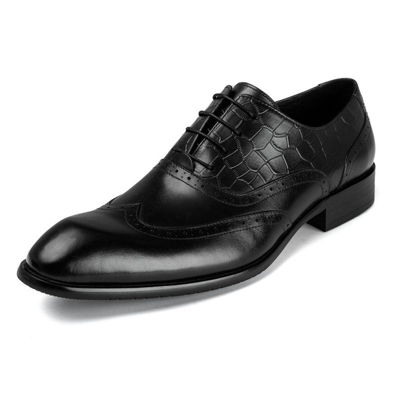 Skórzane Męskie Buty Typu Oxford Brogue Rzeźbione Sukienka Biznesowa Wyjściowe Profesjonalne