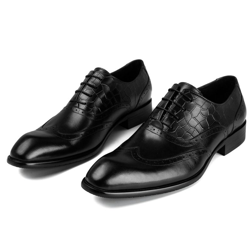 Skórzane Męskie Buty Typu Oxford Brogue Rzeźbione Sukienka Biznesowa Wyjściowe Profesjonalne