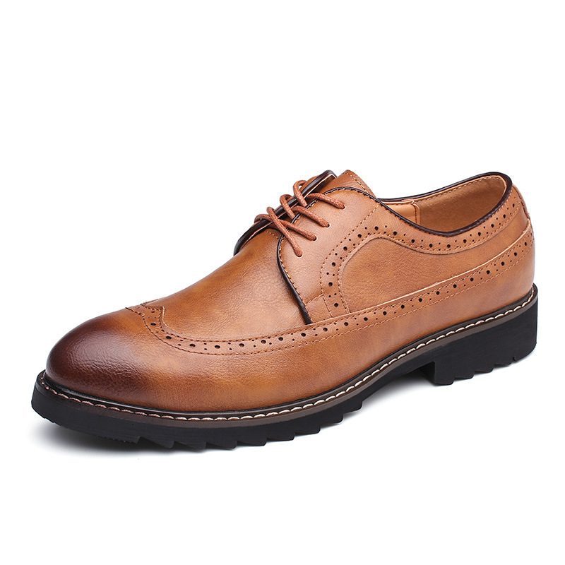 Szpiczasty Nosek Formalne Buty Męskie 2024 Nowe Brogue Trendy Casual Biznes Młodzieżowy Duży Rozmiar 46